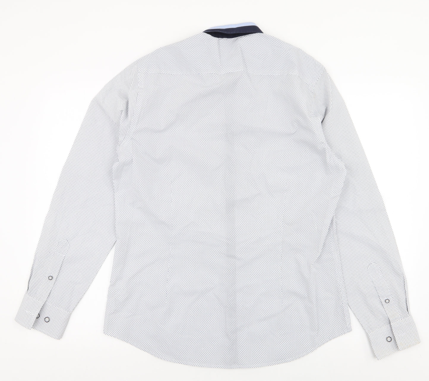 Outrage Mens White Geometric Cotton  Button-Up Size M Collared Button