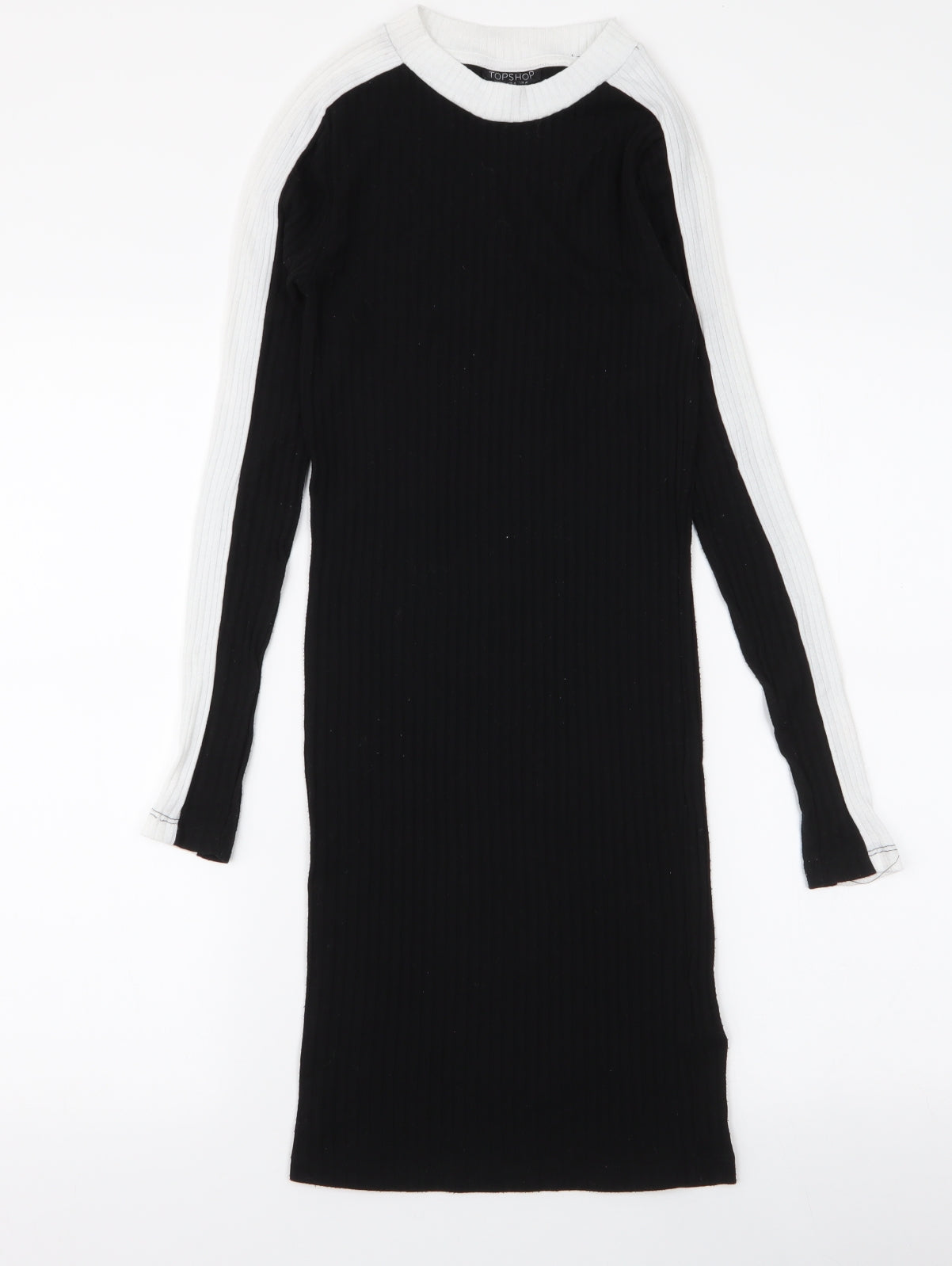 Topshop Womens Black  Polyester Bodycon  Size 8  Round Neck Pullover
