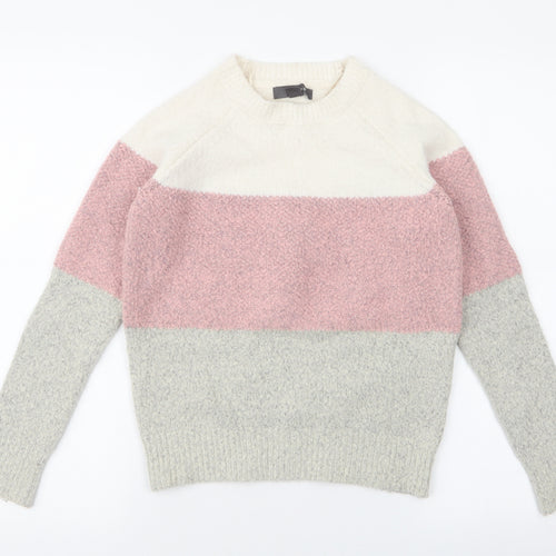 Primark Womens Multicoloured Round Neck Striped Acrylic Pullover Jumper Size XS