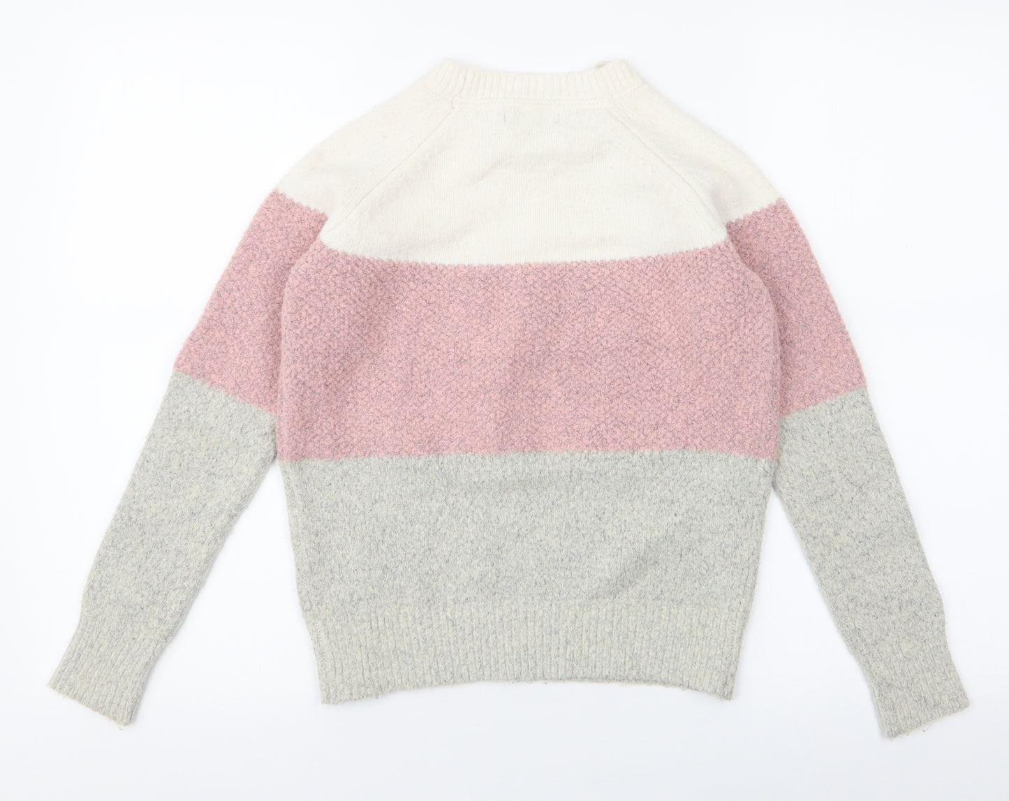 Primark Womens Multicoloured Round Neck Striped Acrylic Pullover Jumper Size XS