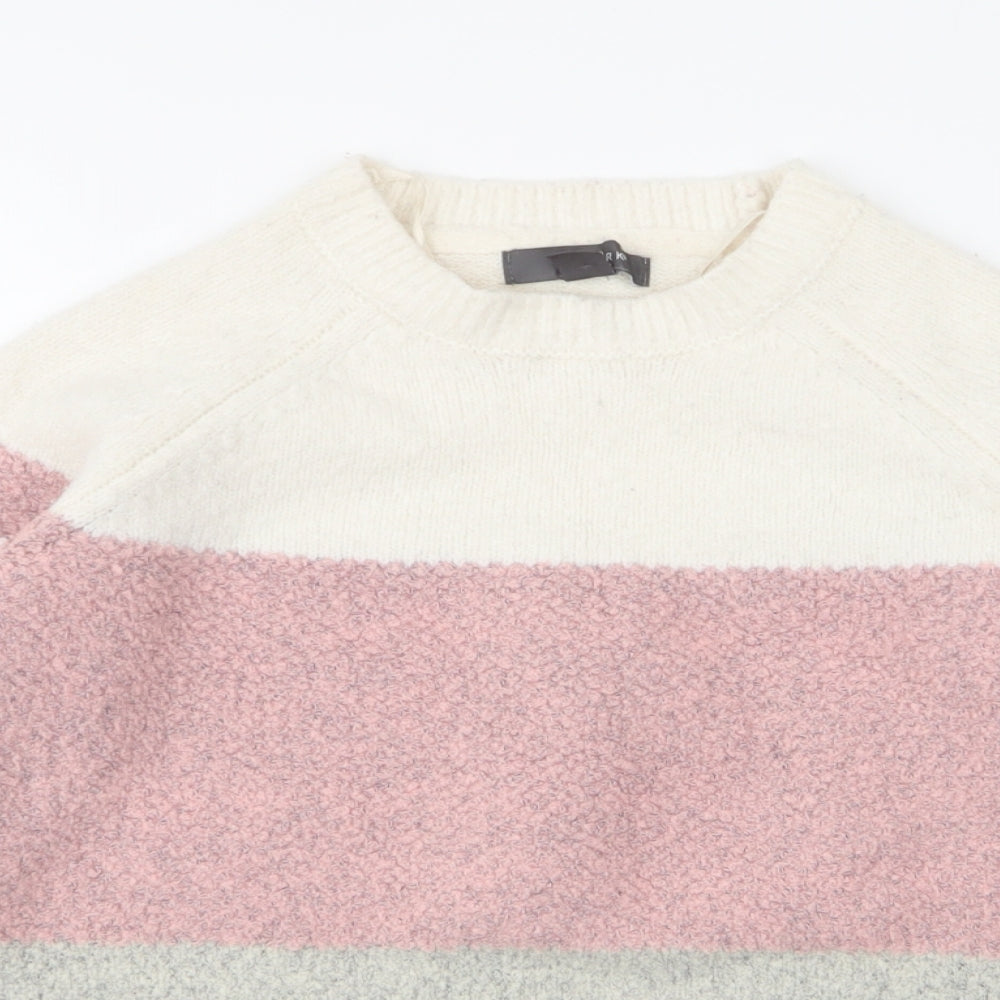 Primark Womens Multicoloured Round Neck Striped Acrylic Pullover Jumper Size XS