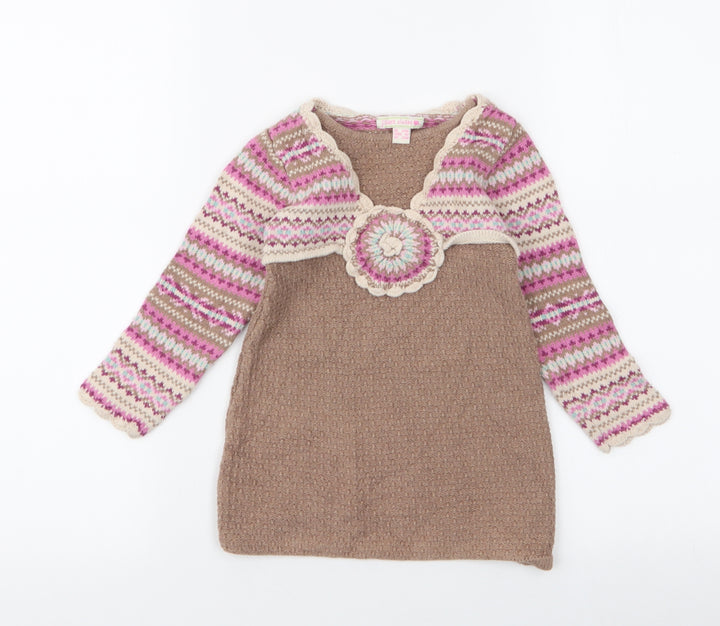 Jillian's Closet  Girls Multicoloured Fair Isle 100% Cotton A-Line  Size 24 Months  Round Neck Pullover