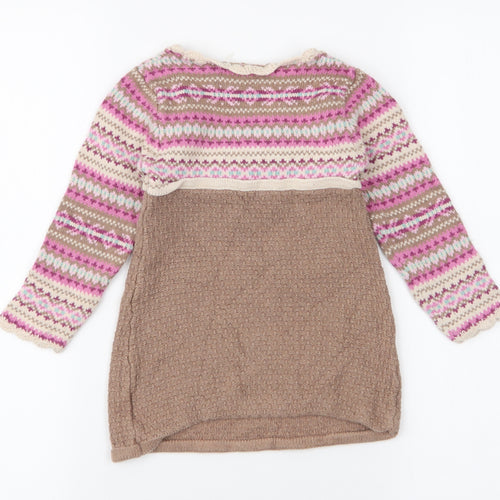 Jillian's Closet  Girls Multicoloured Fair Isle 100% Cotton A-Line  Size 24 Months  Round Neck Pullover