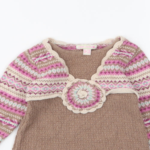 Jillian's Closet  Girls Multicoloured Fair Isle 100% Cotton A-Line  Size 24 Months  Round Neck Pullover