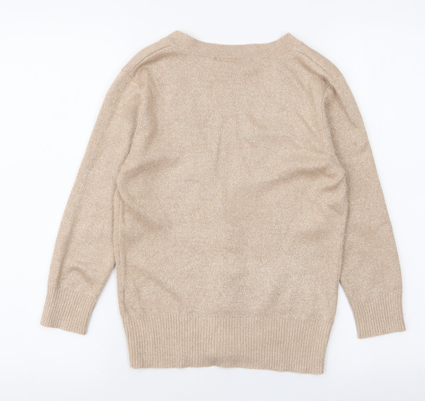 Wallis Womens Gold V-Neck  Viscose Cardigan Jumper Size 10