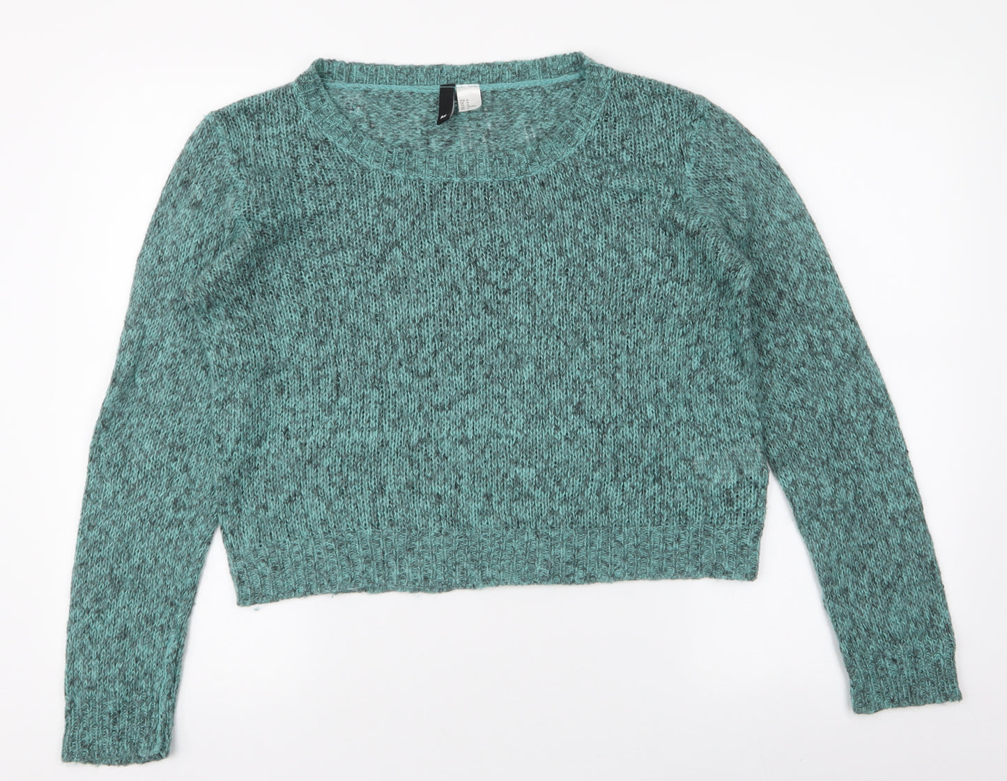 H&M Womens Green Round Neck  Acrylic Pullover Jumper Size M