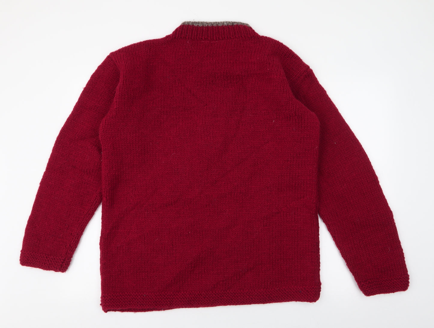 Pachamama Womens Red Round Neck  Wool Pullover Jumper Size M   - Daisy