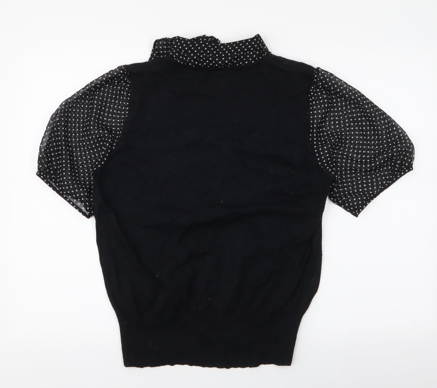 NEXT Womens Black Polka Dot Polyester Jersey Blouse Size 16 High Neck