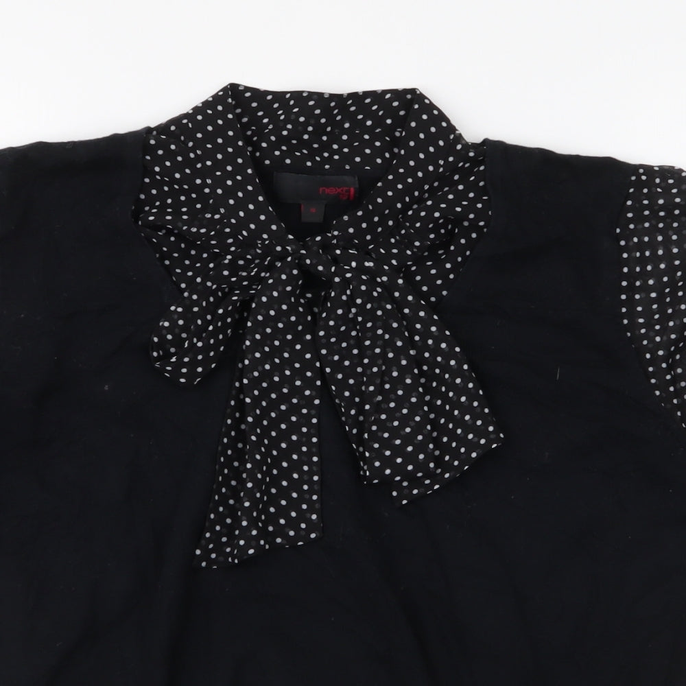 NEXT Womens Black Polka Dot Polyester Jersey Blouse Size 16 High Neck