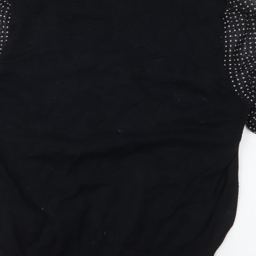 NEXT Womens Black Polka Dot Polyester Jersey Blouse Size 16 High Neck