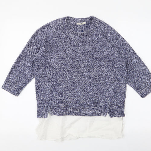 TU Womens Blue Round Neck  100% Cotton Pullover Jumper Size 10   - Shirt insert