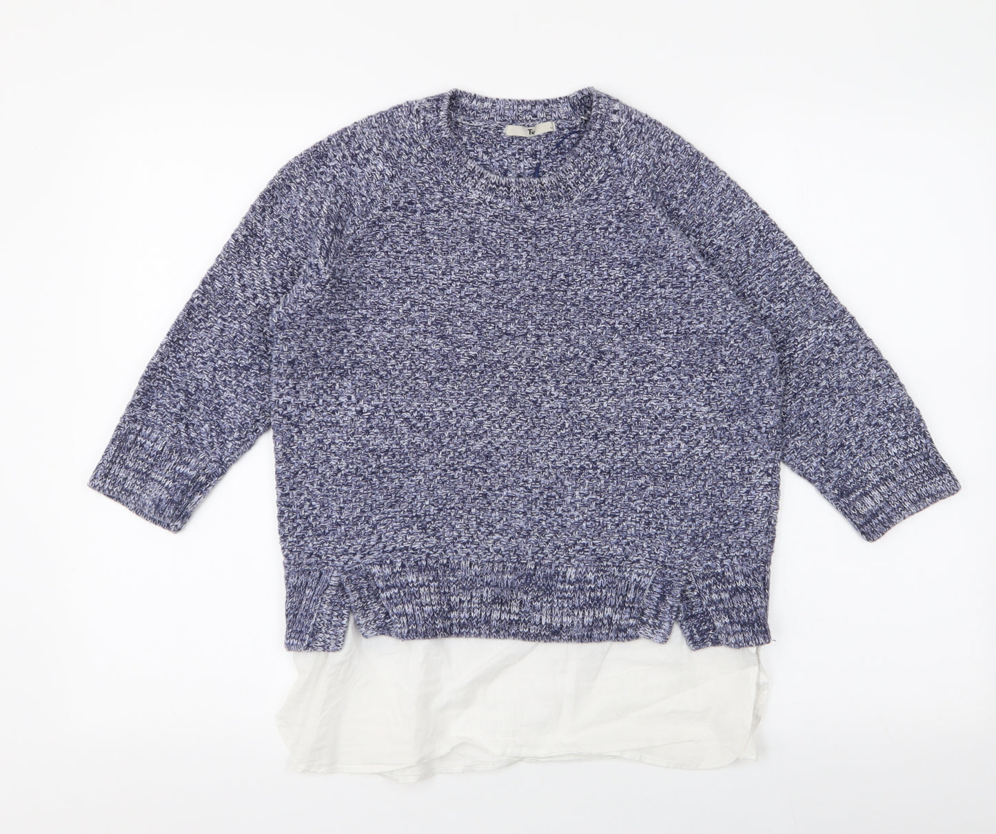 TU Womens Blue Round Neck  100% Cotton Pullover Jumper Size 10   - Shirt insert