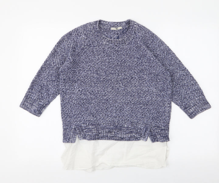 TU Womens Blue Round Neck  100% Cotton Pullover Jumper Size 10   - Shirt insert