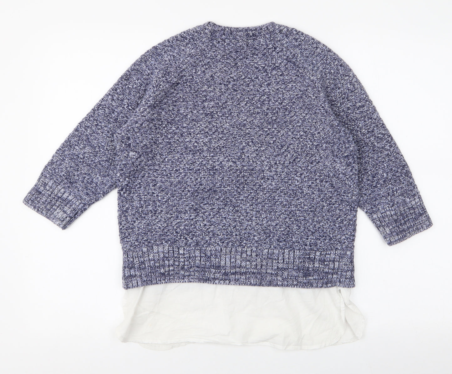 TU Womens Blue Round Neck  100% Cotton Pullover Jumper Size 10   - Shirt insert