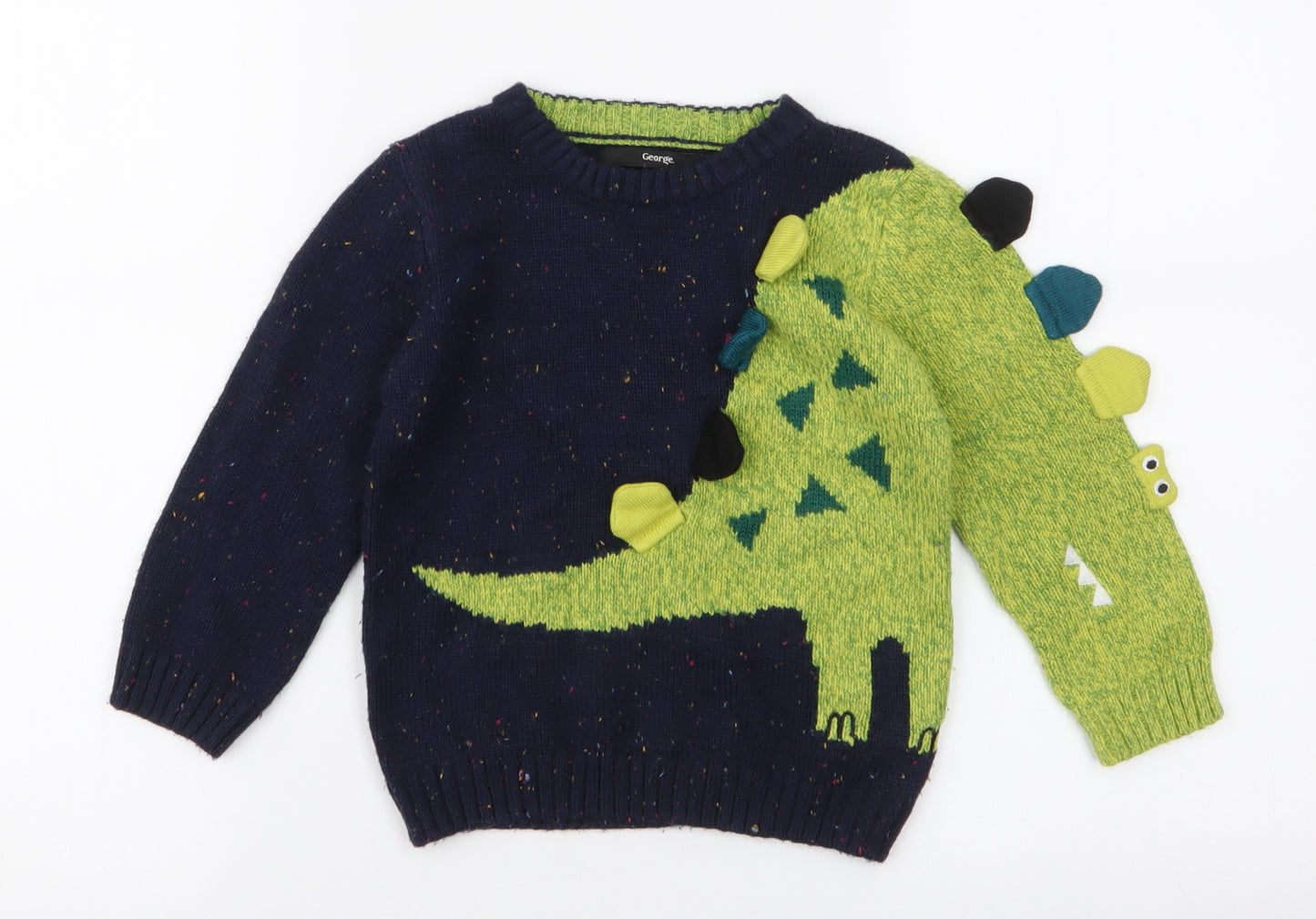 George Boys Multicoloured Round Neck  Acrylic Pullover Jumper Size 2-3 Years  Pullover - Crocodile