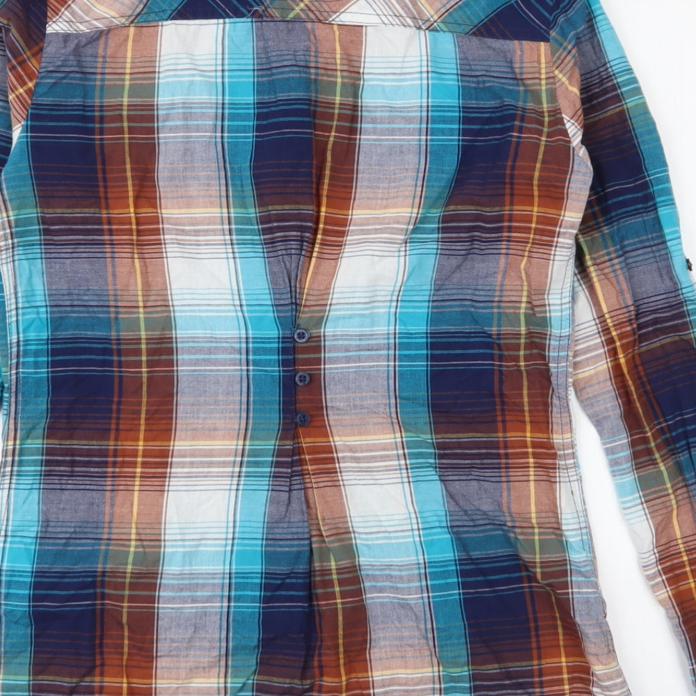 TOM TAILOR Womens Multicoloured Plaid 100% Cotton Basic Button-Up Size XL Collared