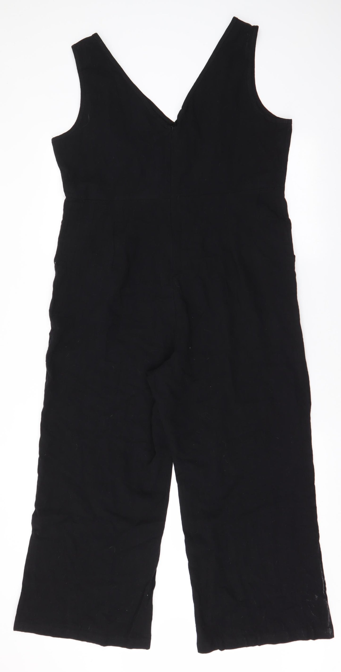 Preworn Womens Black  100% Cotton Jumpsuit One-Piece Size XL L23 in Zip - Culotte