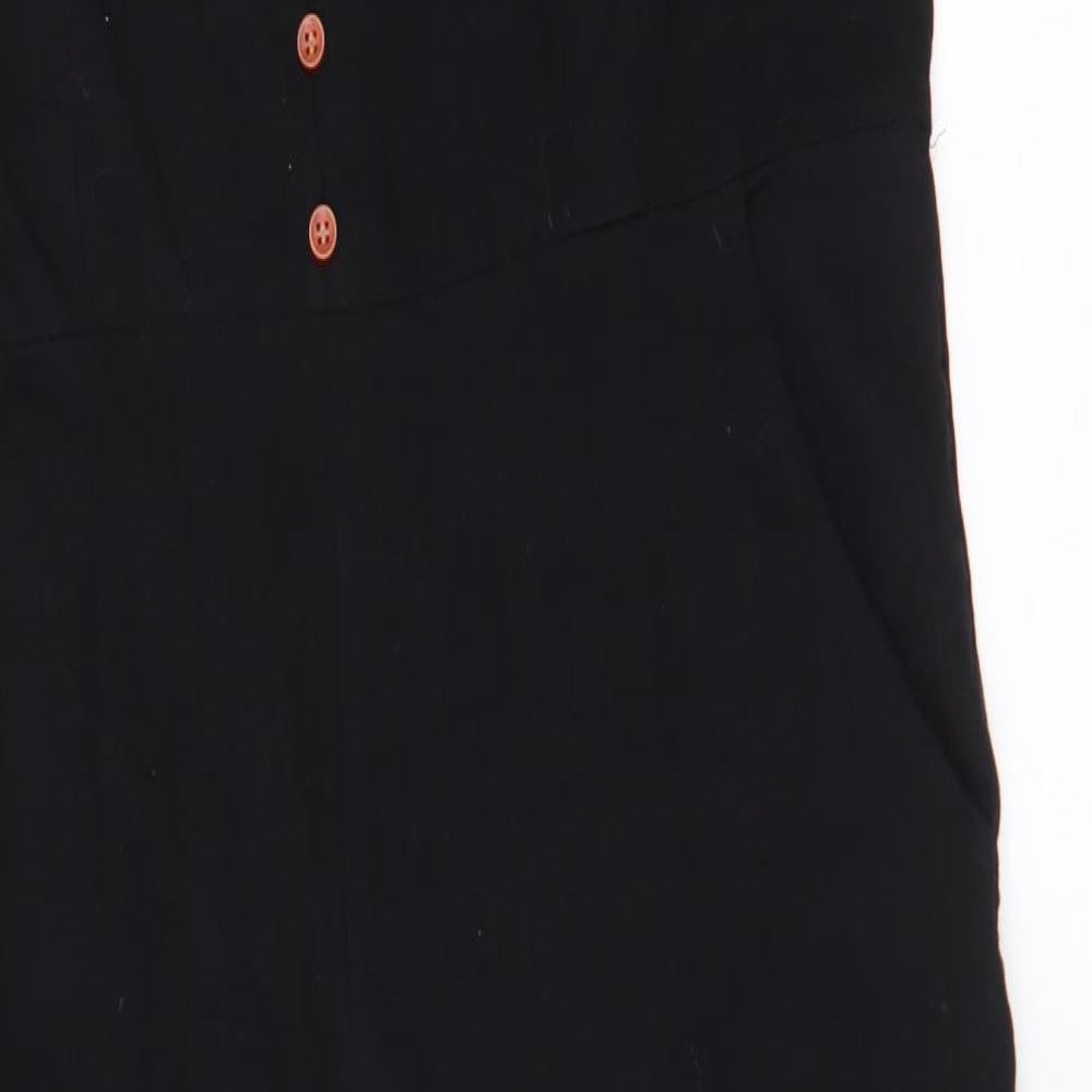 Preworn Womens Black  100% Cotton Jumpsuit One-Piece Size XL L23 in Zip - Culotte