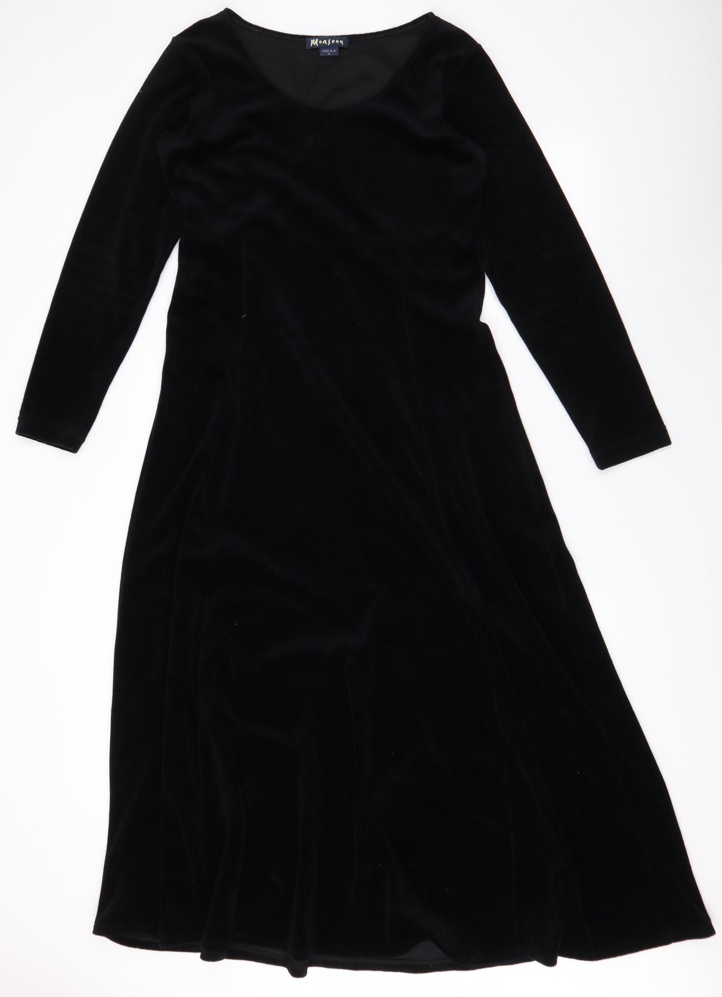 Monsoon Womens Black  Cotton Skater Dress  Size 14  Round Neck Pullover