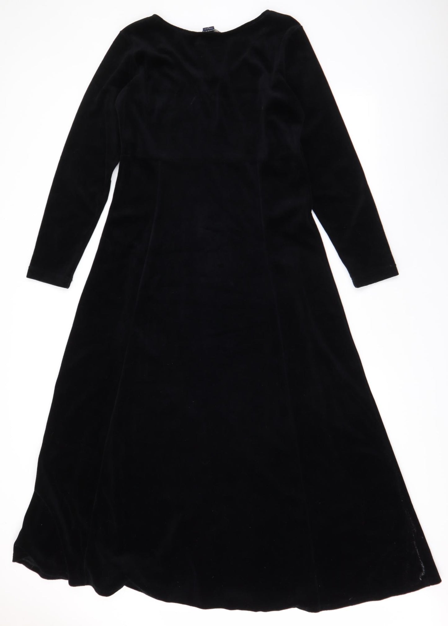 Monsoon Womens Black  Cotton Skater Dress  Size 14  Round Neck Pullover