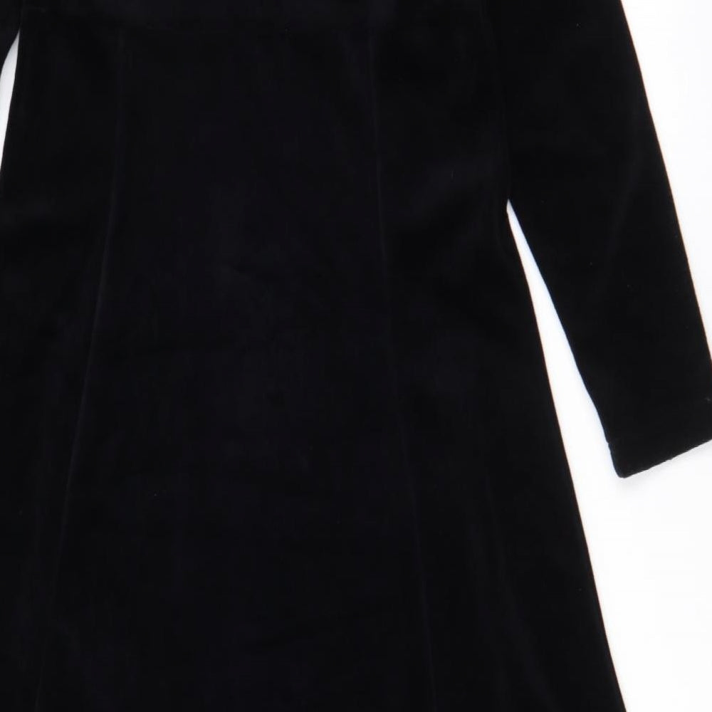 Monsoon Womens Black  Cotton Skater Dress  Size 14  Round Neck Pullover