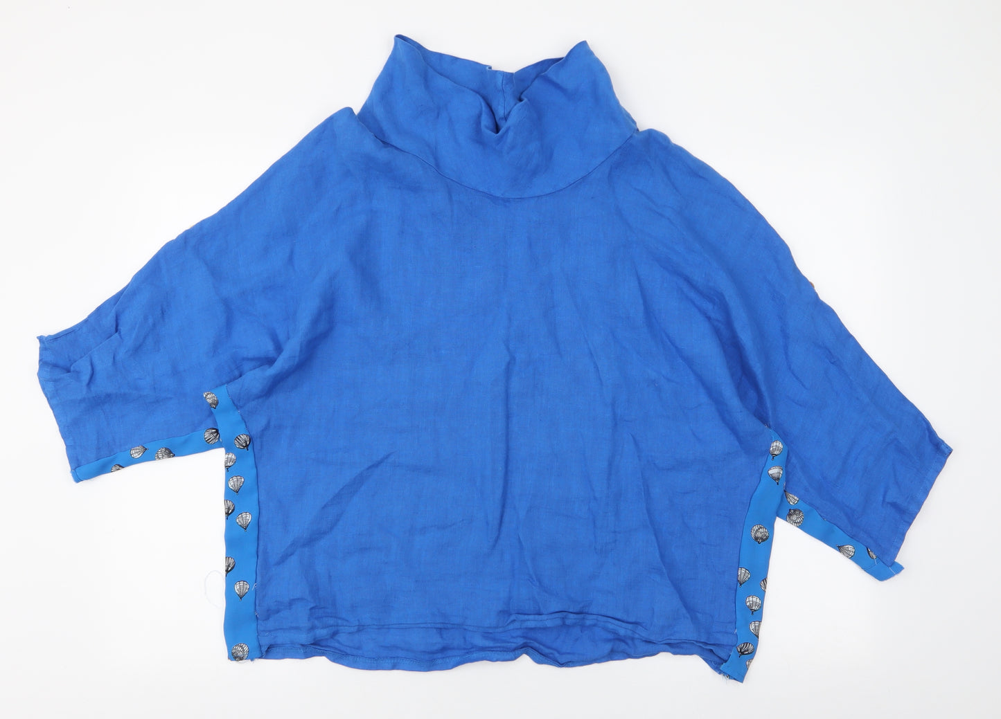 cOSSET Womens Blue  Polyester Basic Blouse Size L Roll Neck - Hot Air Balloons