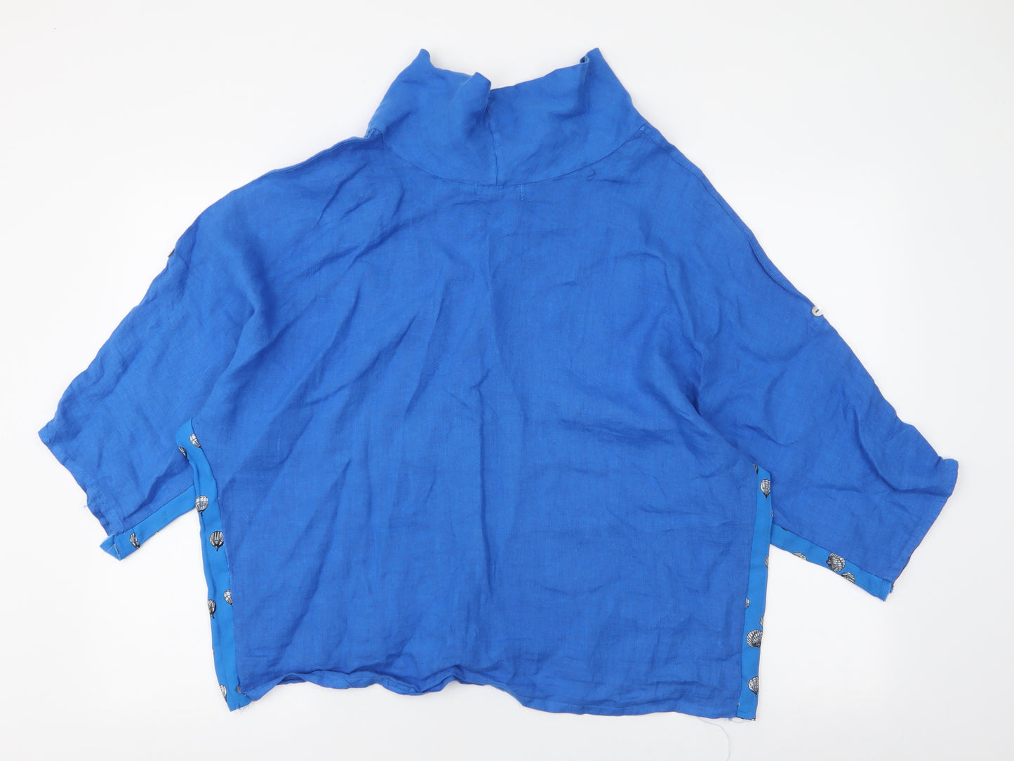cOSSET Womens Blue  Polyester Basic Blouse Size L Roll Neck - Hot Air Balloons