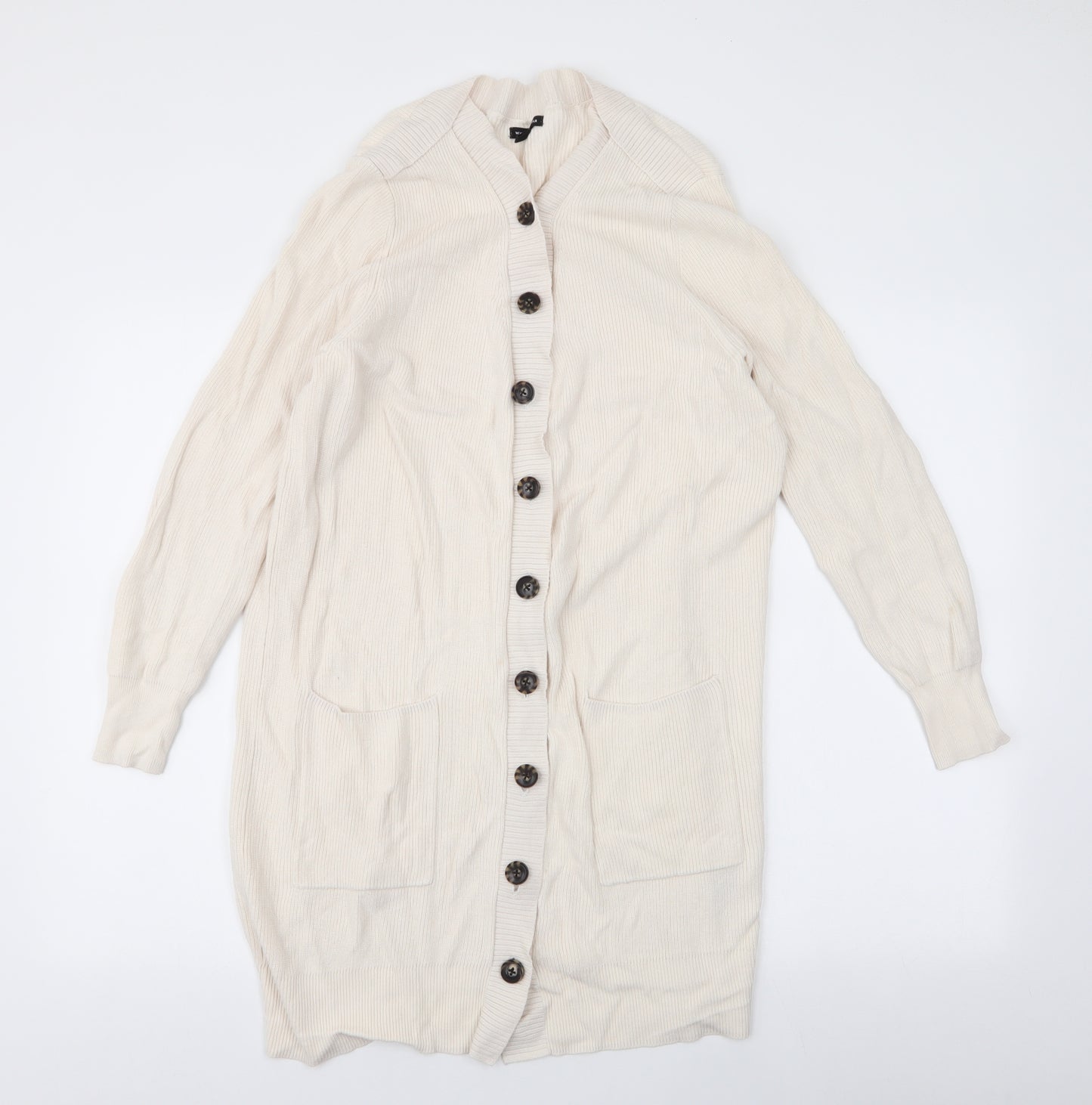Who What Wear Womens Ivory Collared  Cotton Cardigan Jumper Size 2XL