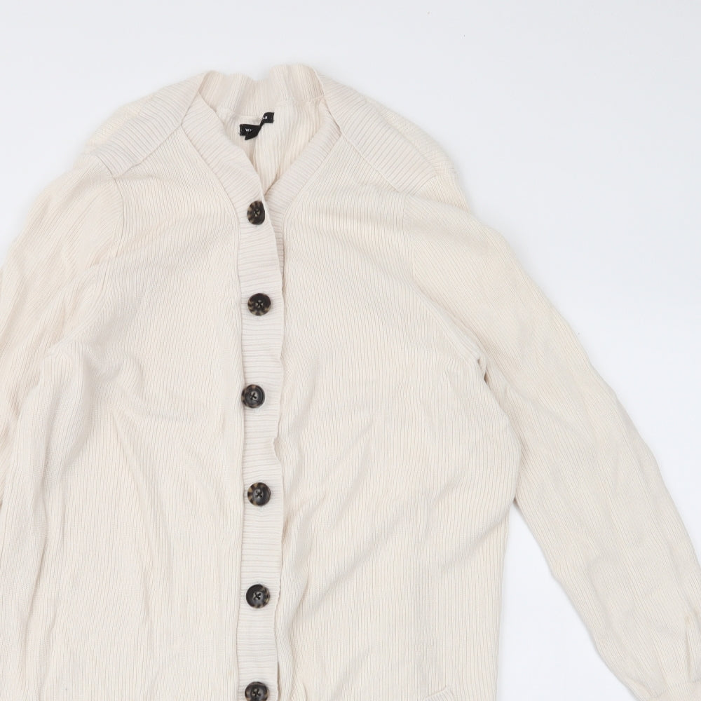 Who What Wear Womens Ivory Collared  Cotton Cardigan Jumper Size 2XL