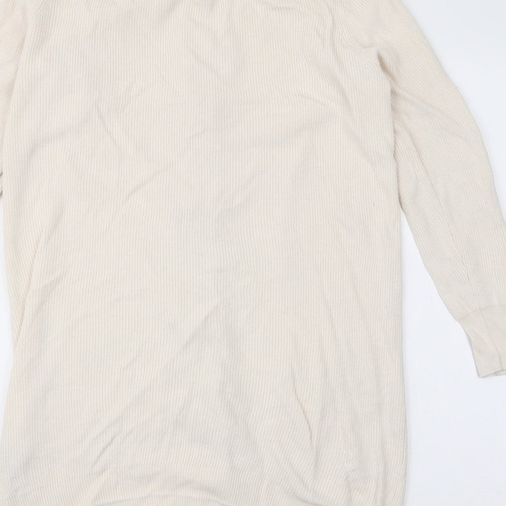 Who What Wear Womens Ivory Collared  Cotton Cardigan Jumper Size 2XL