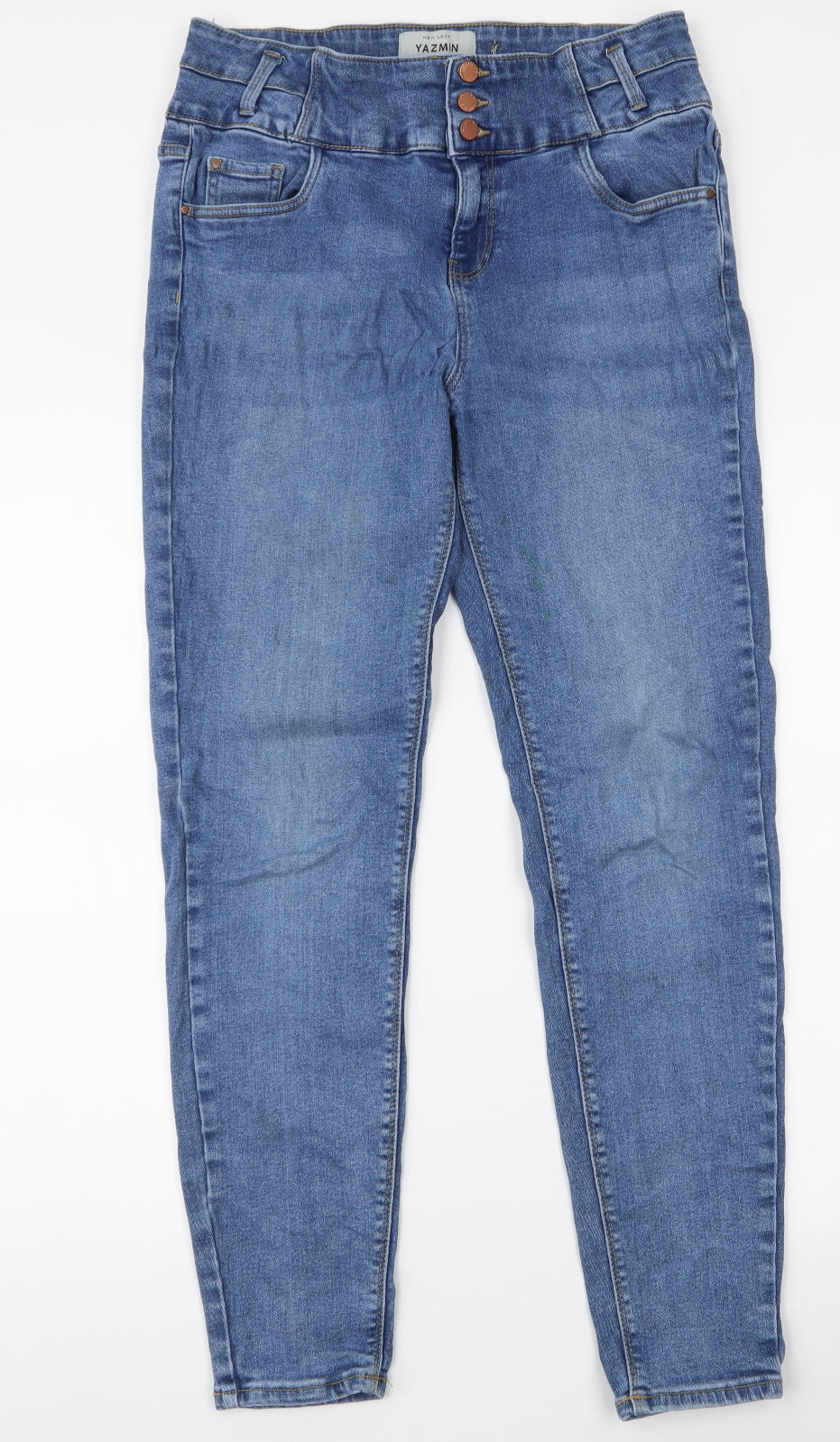 New Look Womens Blue  Cotton Skinny Jeans Size 14 L28 in Slim Zip