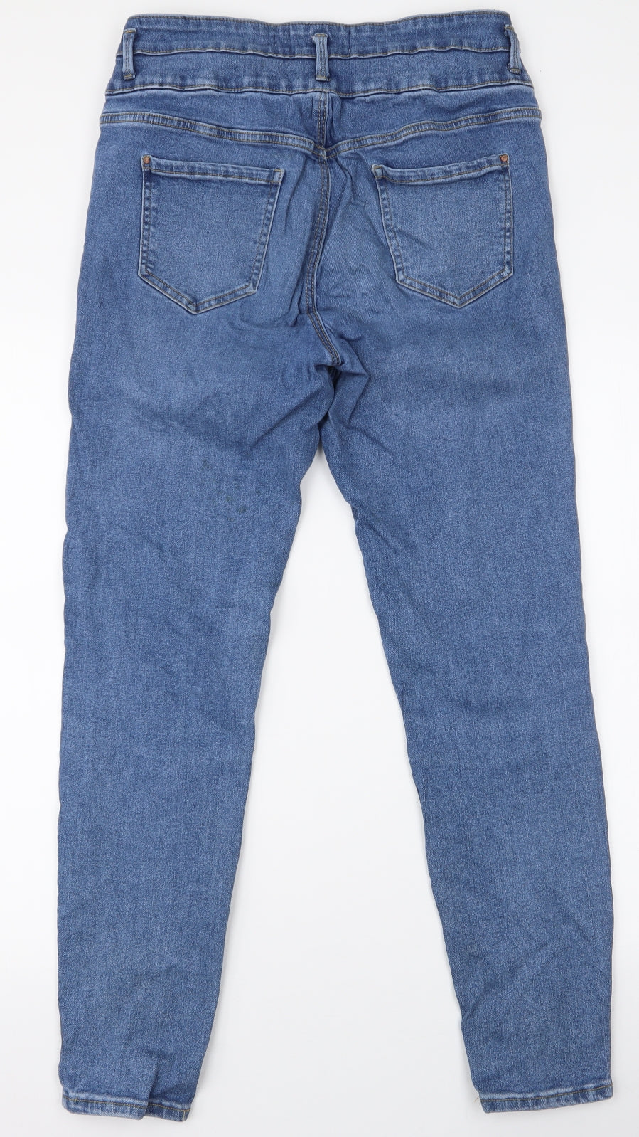 New Look Womens Blue  Cotton Skinny Jeans Size 14 L28 in Slim Zip