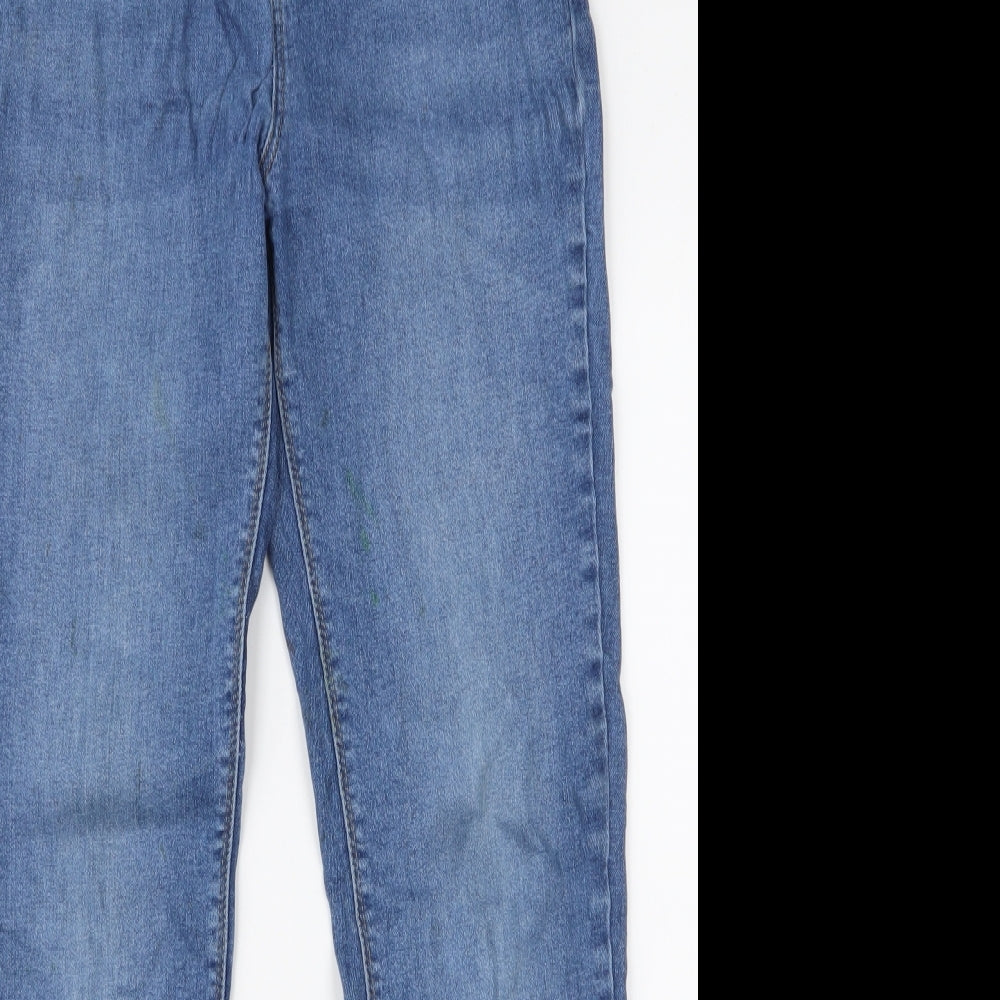 New Look Womens Blue  Cotton Skinny Jeans Size 14 L28 in Slim Zip