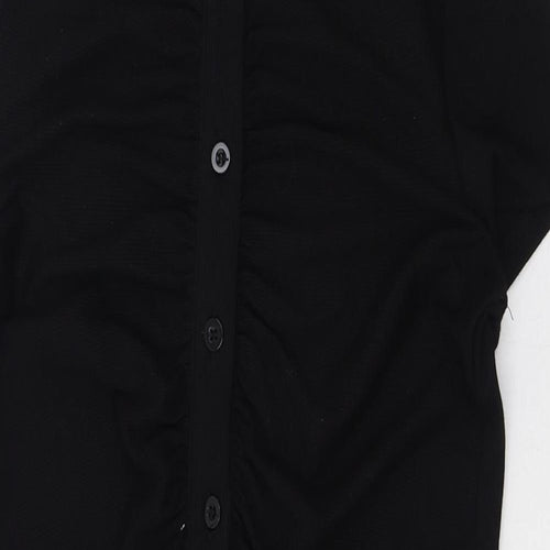 SheIn Womens Black  Polyester Shirt Dress  Size 8  Collared  - Ribbed