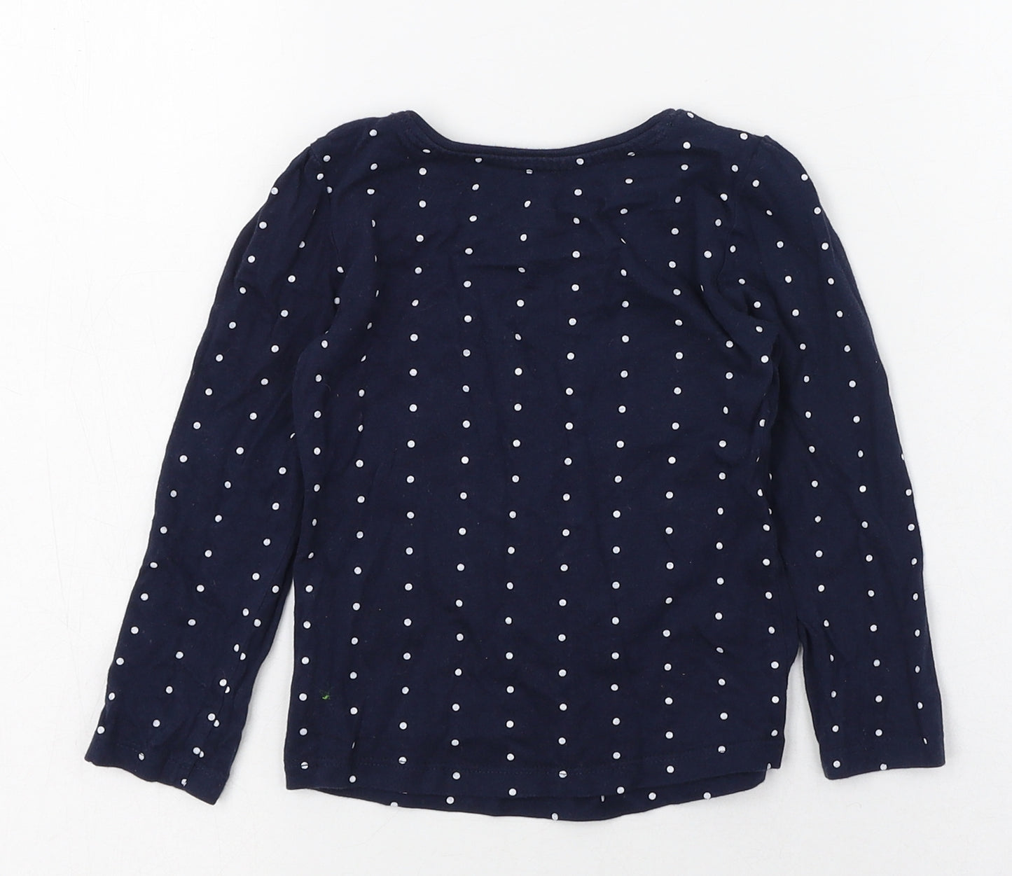 Primark Girls Blue Polka Dot 100% Cotton Pullover T-Shirt Size 2-3 Years Round Neck