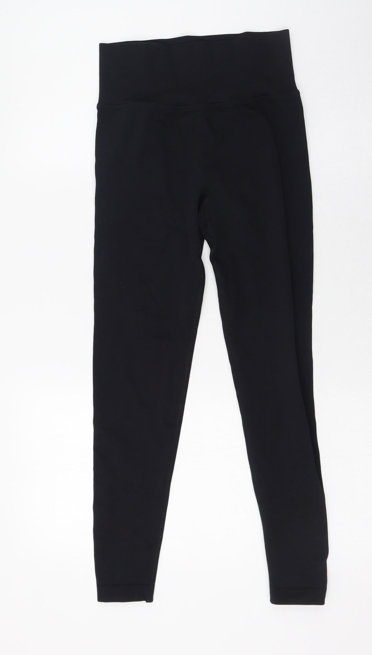 Preworn Womens Black  Polyester Compression Leggings Size S L24 in Regular  - Ruched back