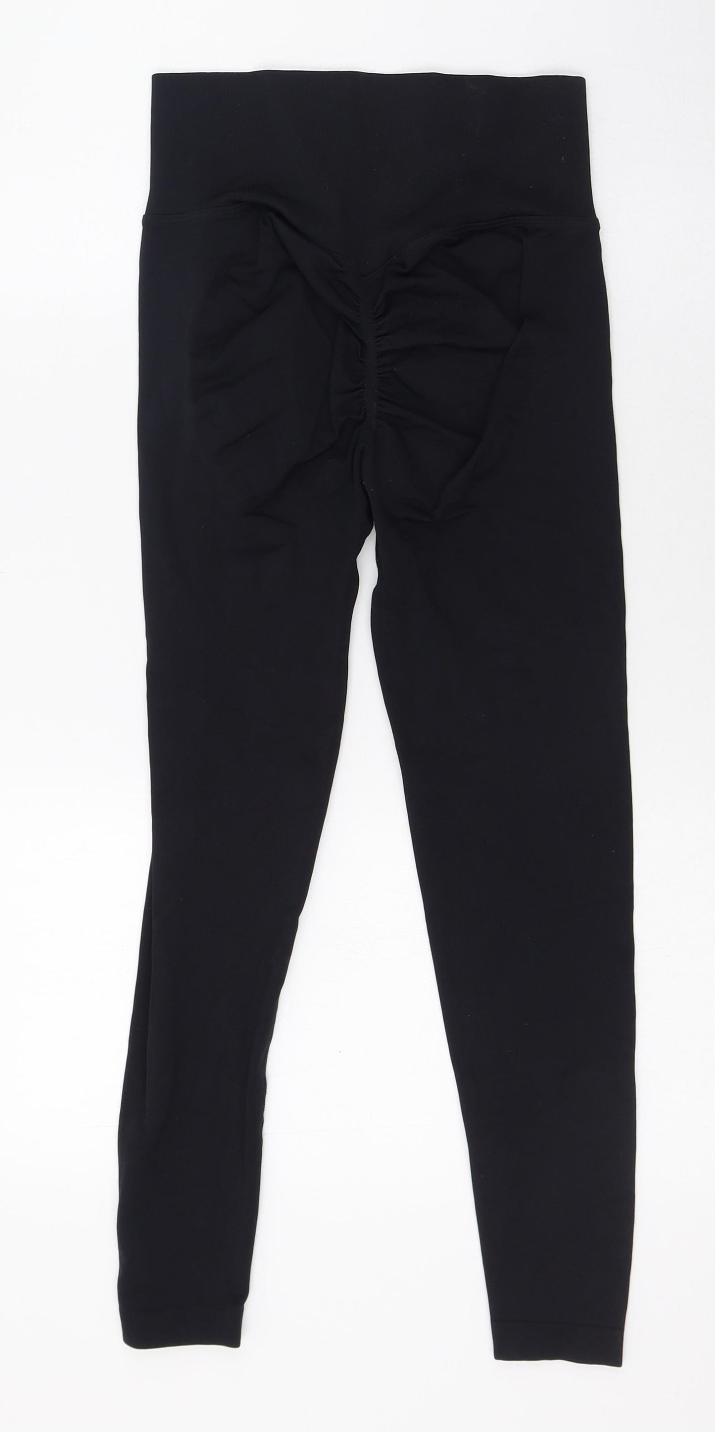 Preworn Womens Black  Polyester Compression Leggings Size S L24 in Regular  - Ruched back