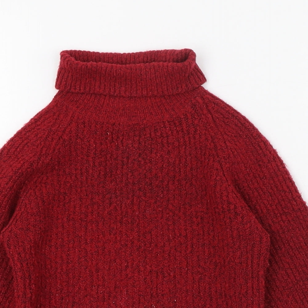 Primark Girls Red Roll Neck  Polyester Pullover Jumper Size 3-4 Years