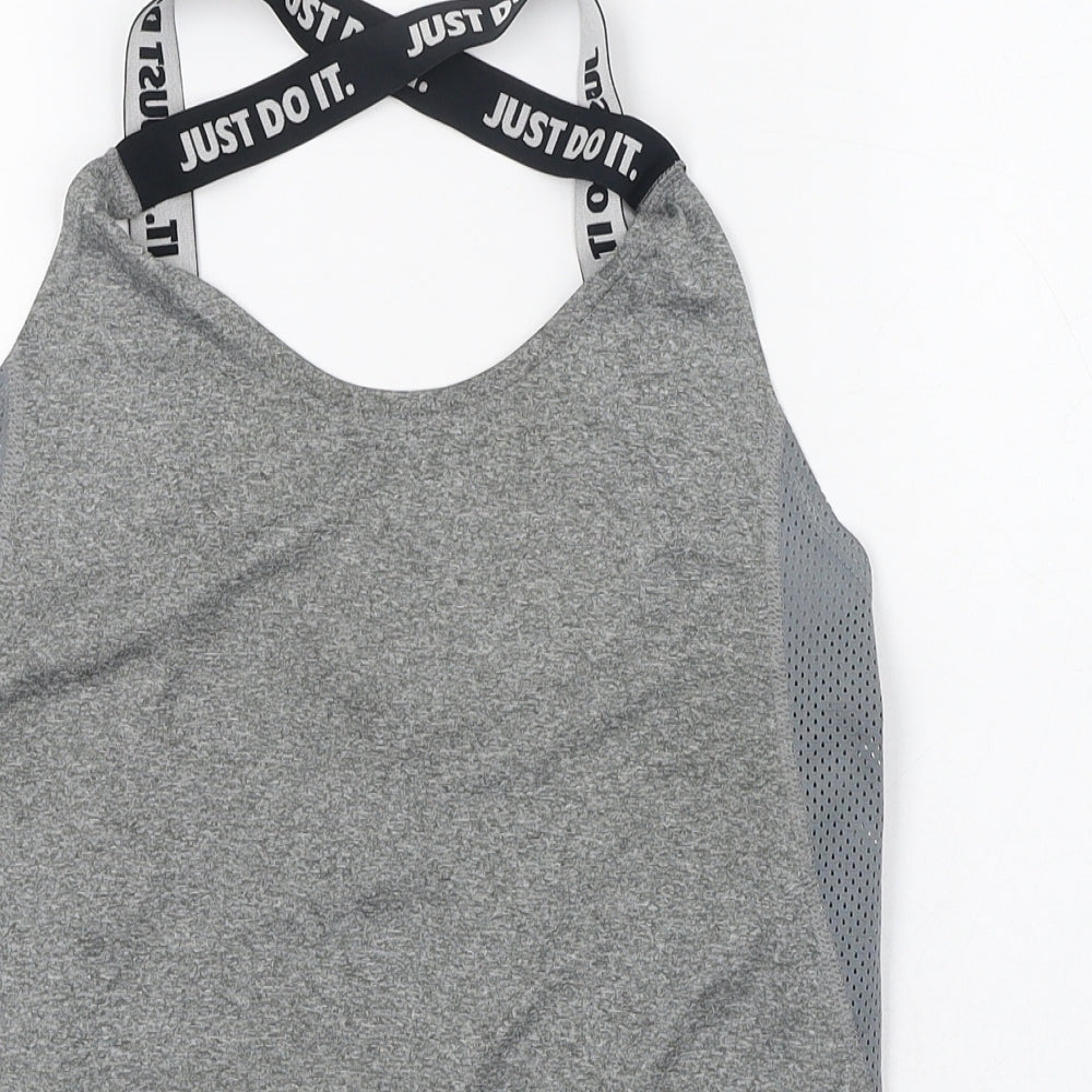 Nike Womens Grey  Polyester Pullover Tank Size M Round Neck  - Hi-Lo