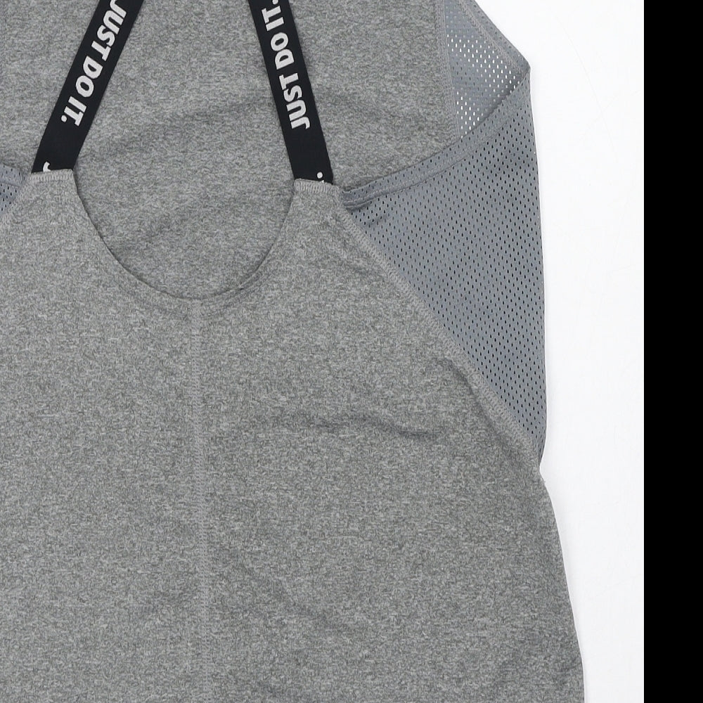Nike Womens Grey  Polyester Pullover Tank Size M Round Neck  - Hi-Lo
