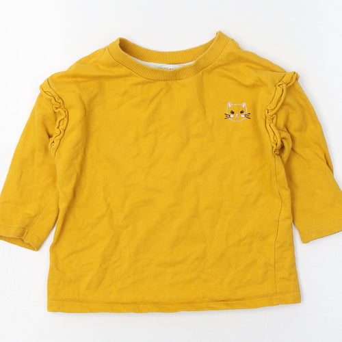 Angel  Yellow  Cotton Basic T-Shirt Size 12-18 Months Round Neck Pullover