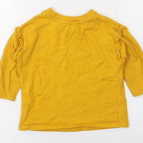 Angel  Yellow  Cotton Basic T-Shirt Size 12-18 Months Round Neck Pullover