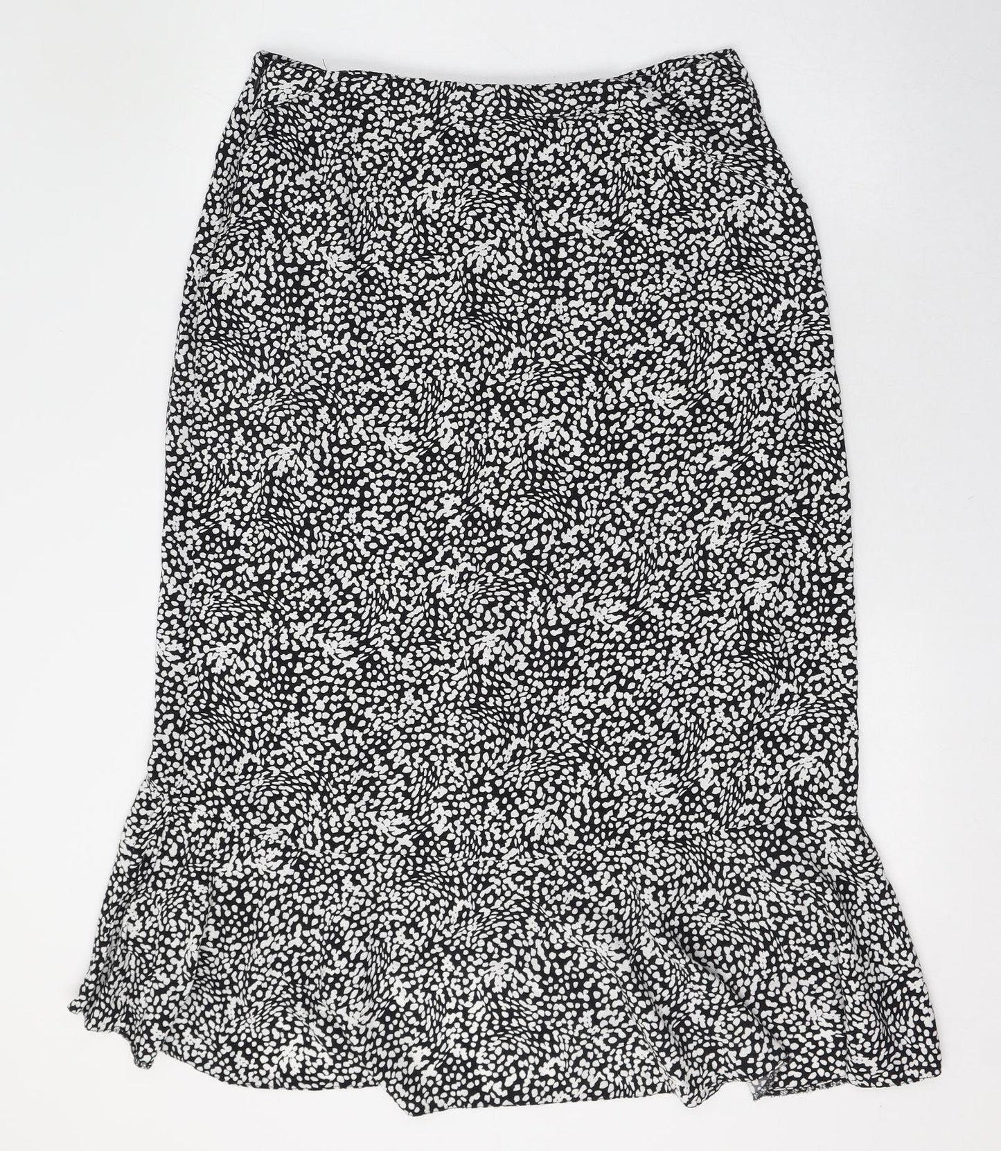 New Look Womens Black Geometric Viscose Flare Skirt Size 14   Zip - Wrap skirt