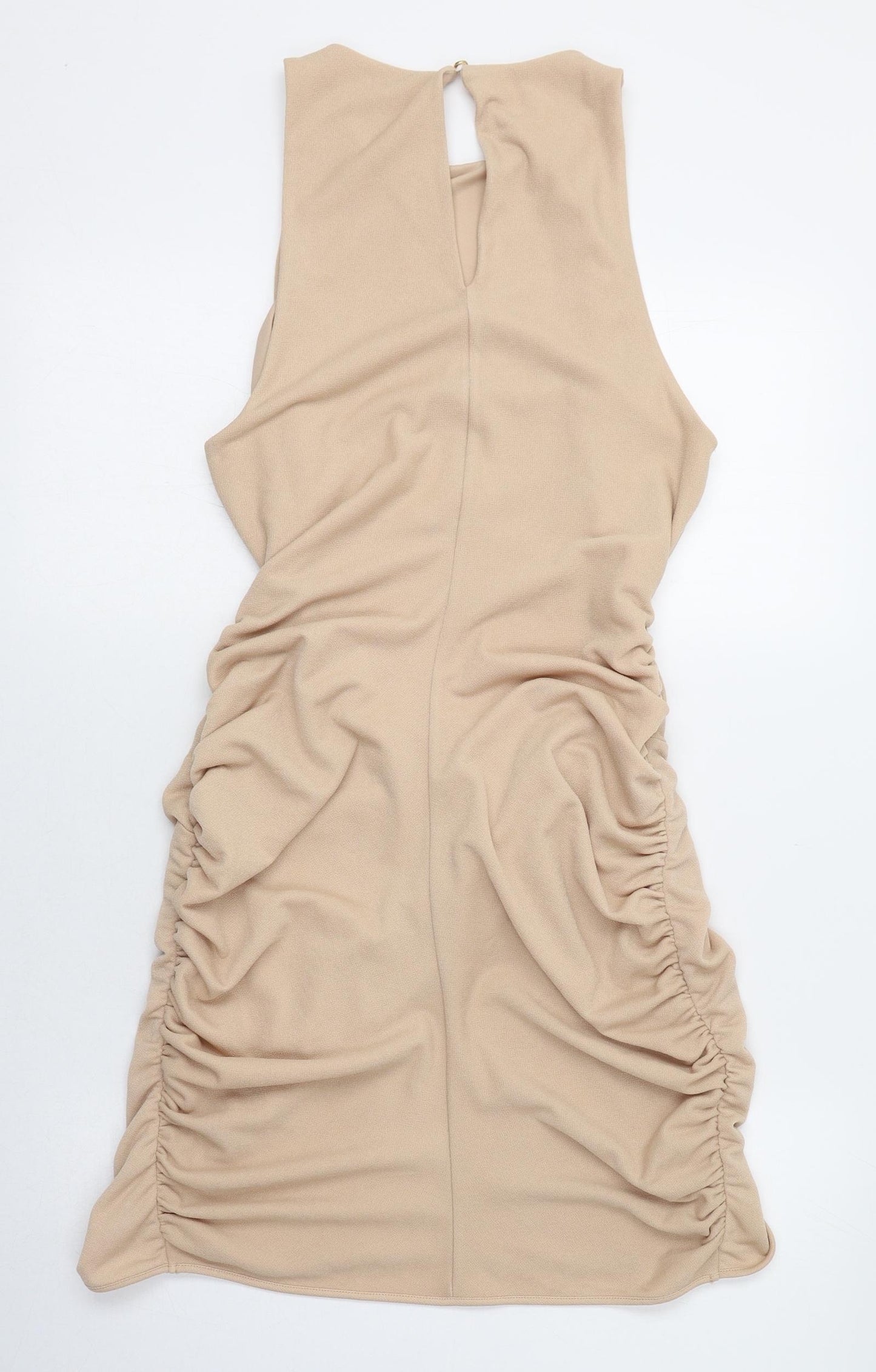 ASOS Womens Brown  Polyester Bodycon  Size 12  Round Neck Button - Knot front