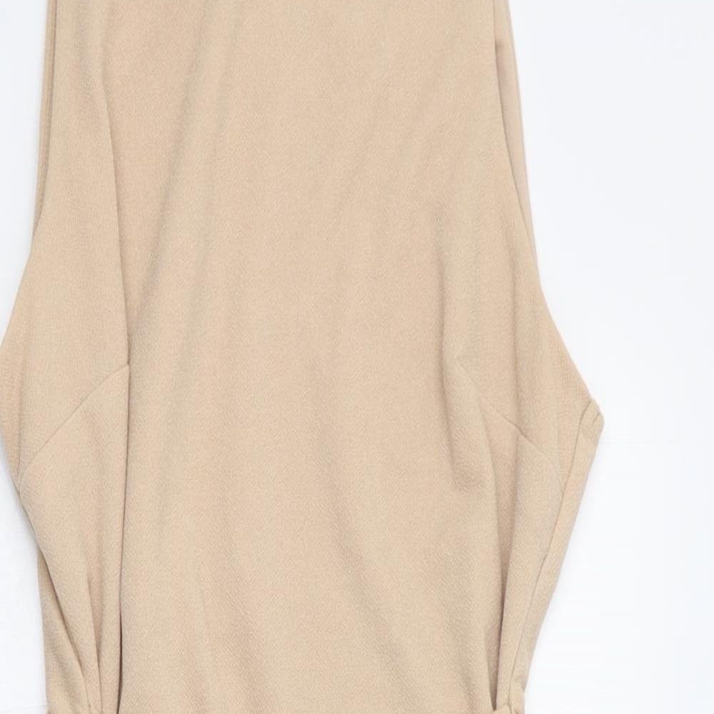 ASOS Womens Brown  Polyester Bodycon  Size 12  Round Neck Button - Knot front