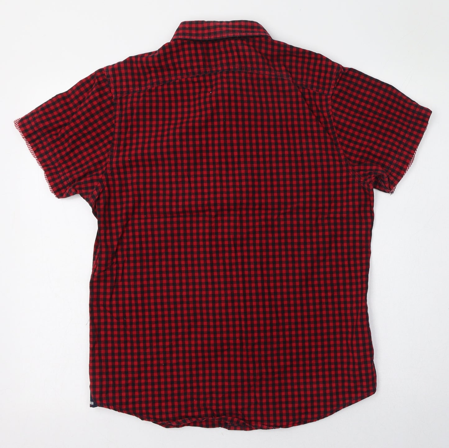 Mish Mash Mens Red Check Cotton  Button-Up Size M Collared Button
