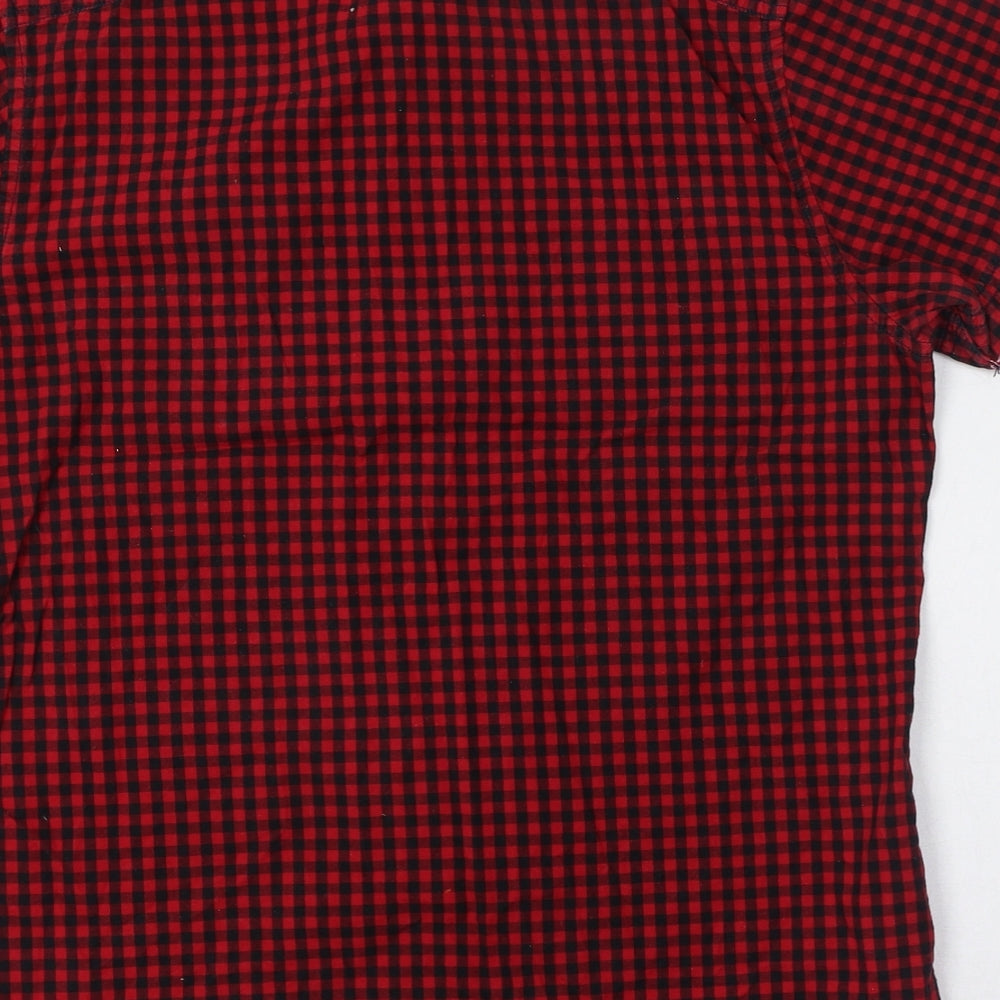 Mish Mash Mens Red Check Cotton  Button-Up Size M Collared Button