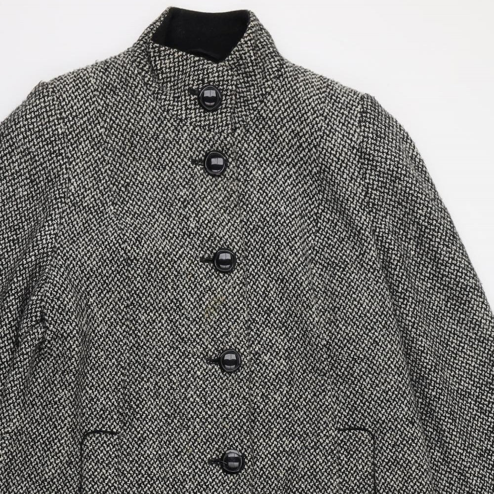 BHS Womens Black   Overcoat Coat Size 14  Button