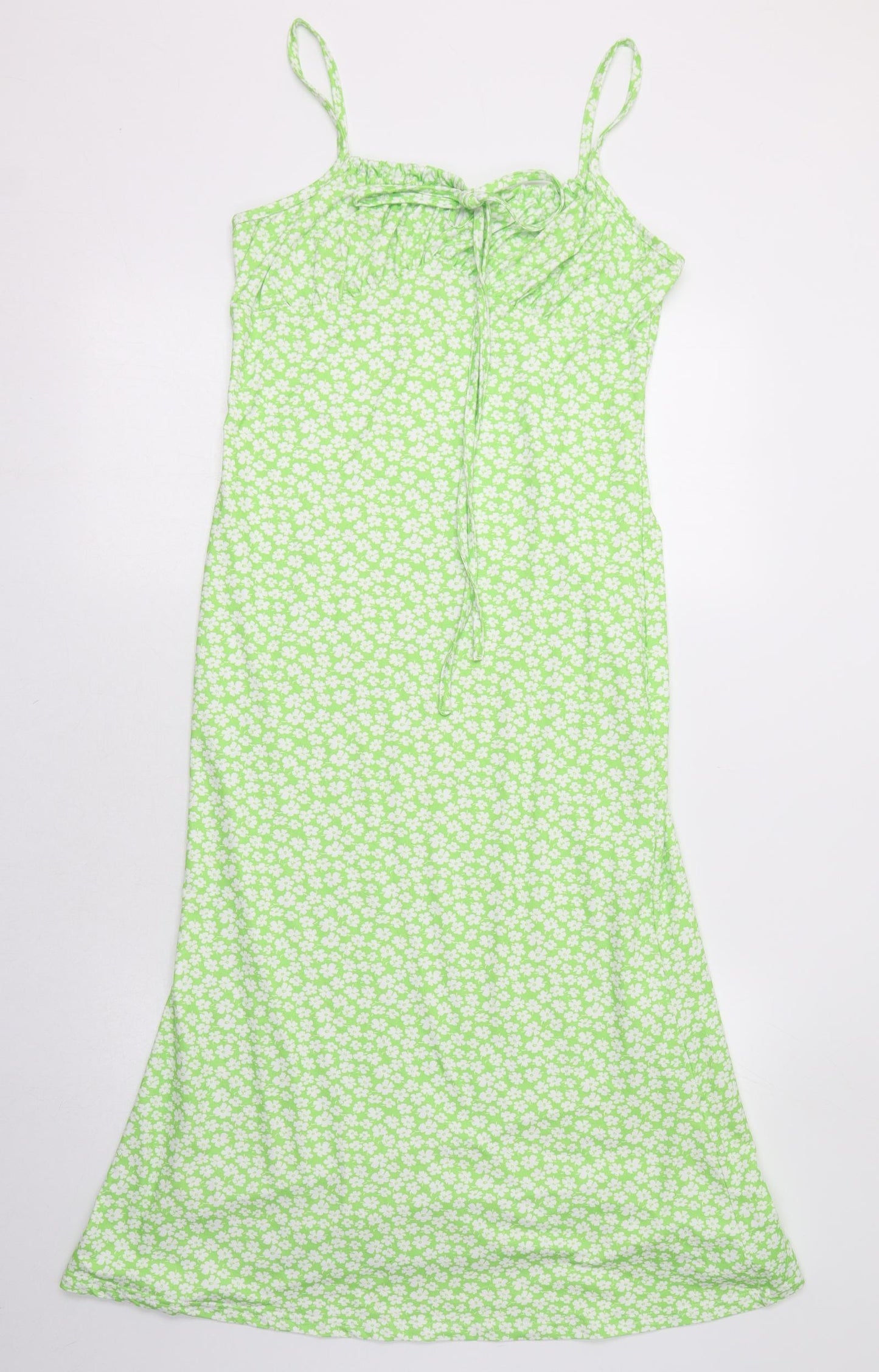 SheIn Womens Green Floral Polyester A-Line  Size 8  Square Neck Pullover