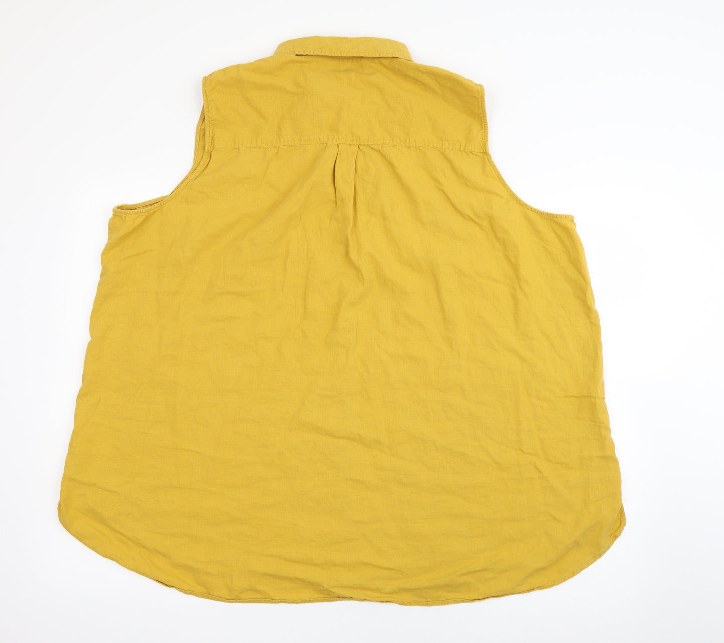 George Womens Yellow  Linen Basic Button-Up Size 24 Collared